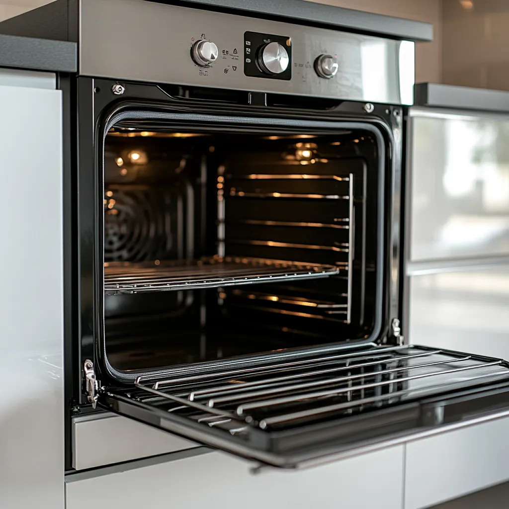 Stainless steel oven cleaned inside and out